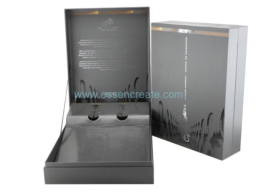 Double Wine Bottle Packaging Box with Corrugated Divider