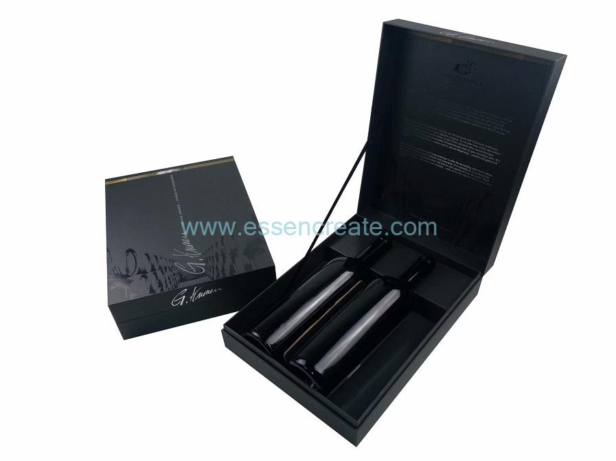 Silver Stamping Two Wine Bottle Packaging Gift Box