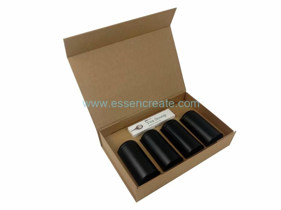 Foldable Kraft Box for 4 Tin Cans Packaging