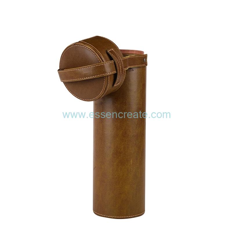 PU Leather Wine Bottle Packaging Tube with Handle