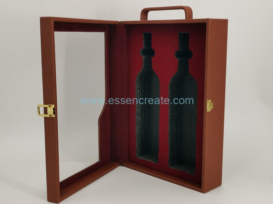 Two Wines Bottle Packing Leather Box