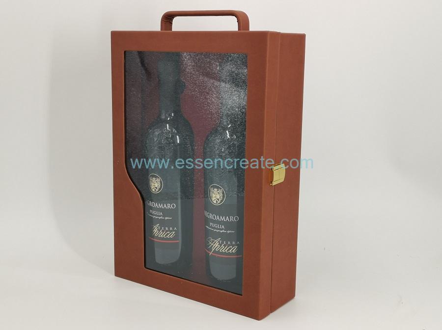 Wine Leather Case Holders with Window