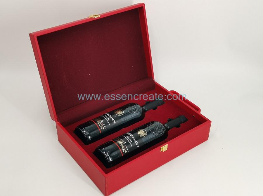 Two Glass Packaging Wine Leather Box