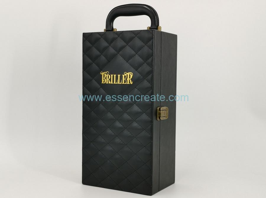 Thread Decorative Black Leather Wine Holder Box
