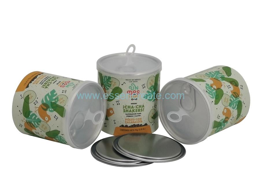 Envases de pienso para pollos, latas de papel compuesto con colgador