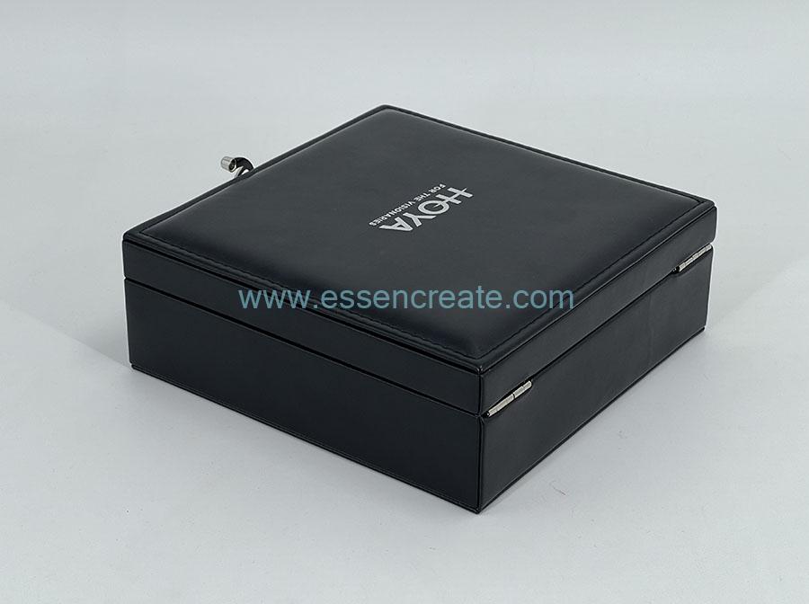 Caja de cuero para embalaje de botellas de dos vinos Caja de cuero para embalaje de botellas de dos vinos