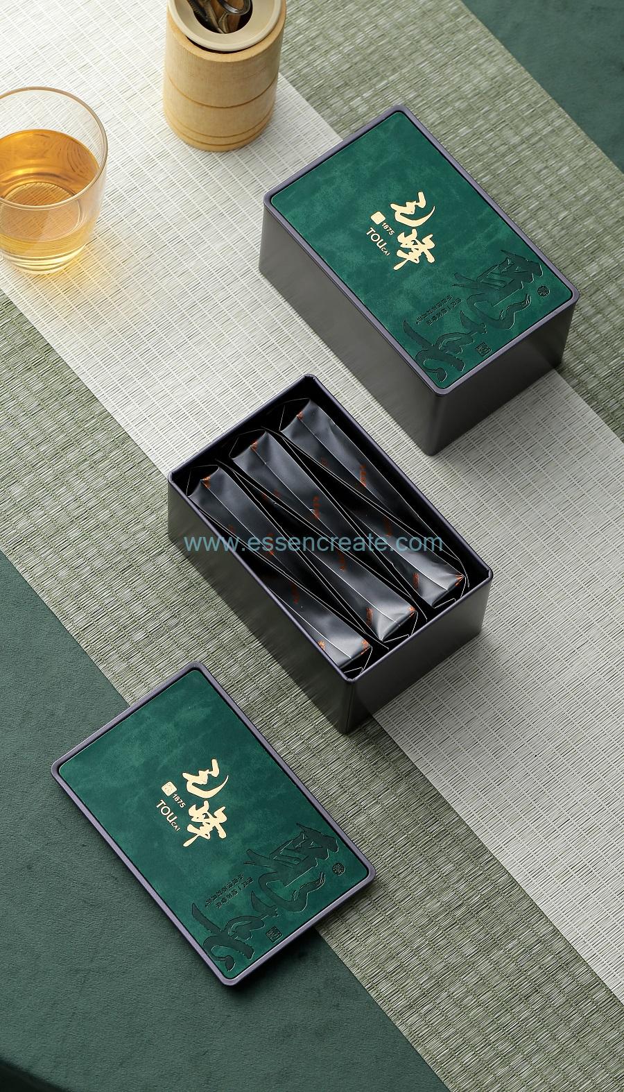 paquete de té con caja rectangular