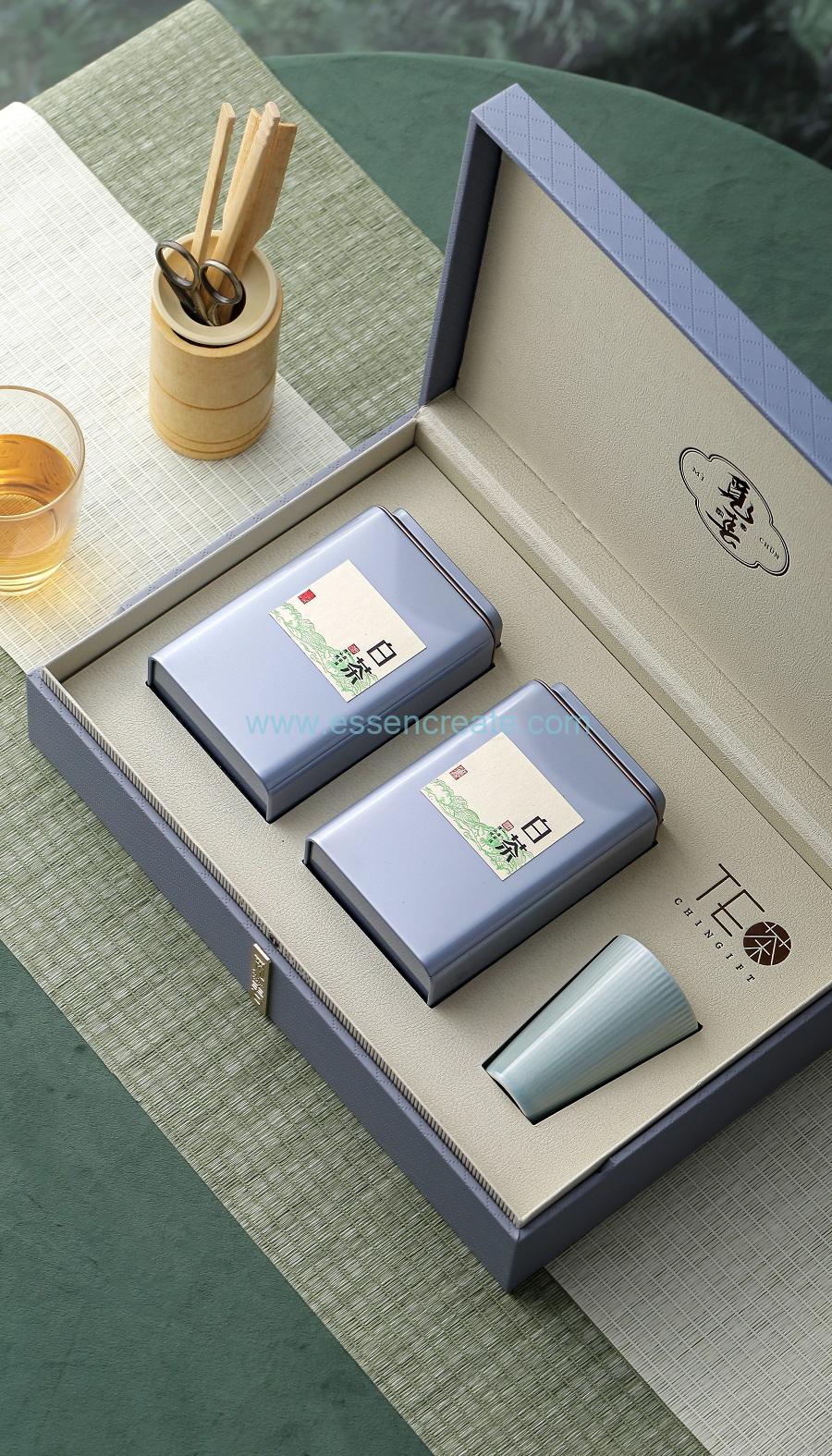 caja de té de madera con inserciones redondas