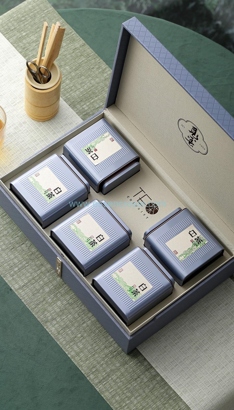 Caja de té, tablero de tarjeta con logotipo personalizado de 4 secciones