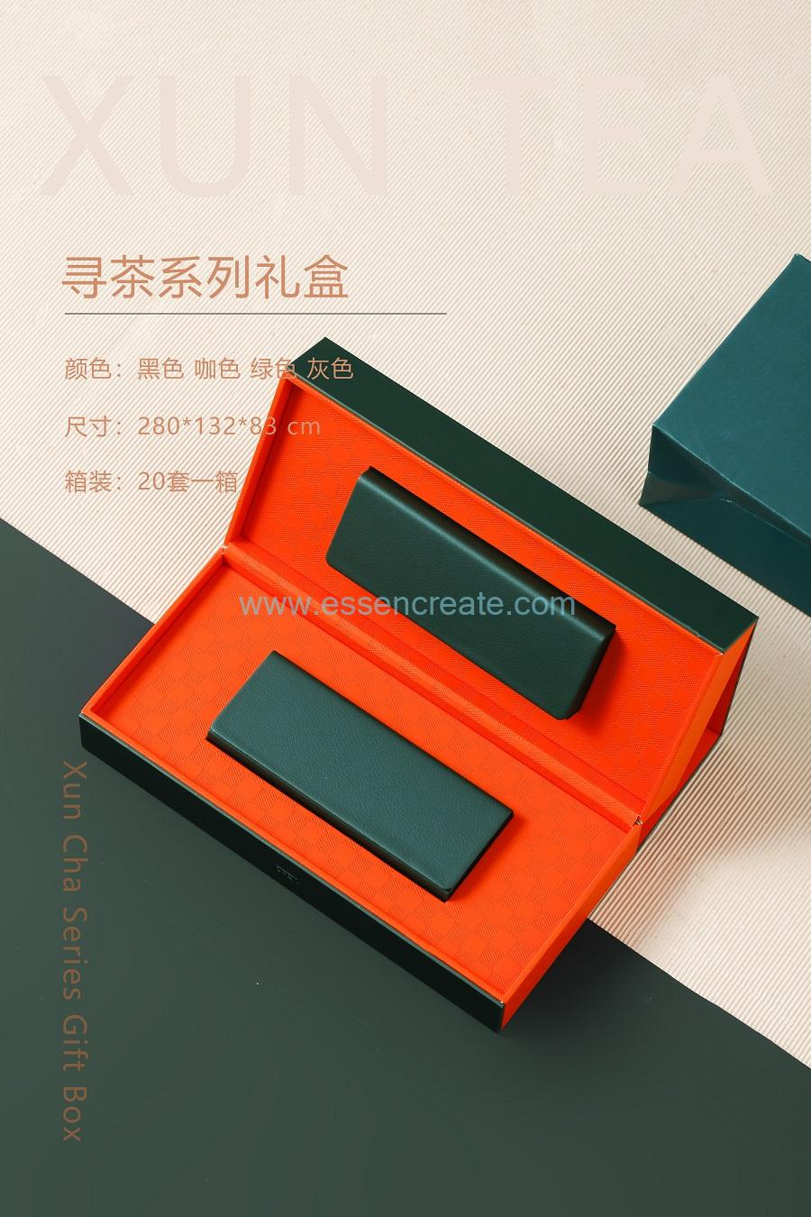 caja abierta de caja de té tejida de bambú plegable