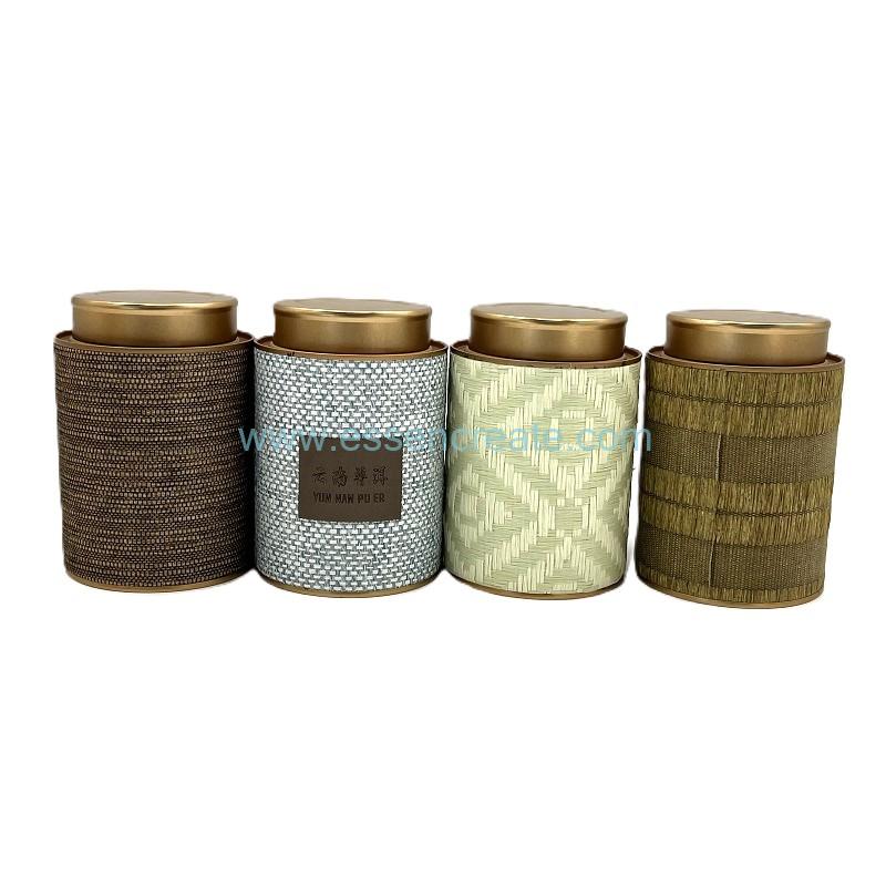 hand-woven straw tea canister 