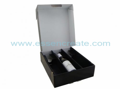 Caja de regalo plegable de empaquetado de tres botellas de vino