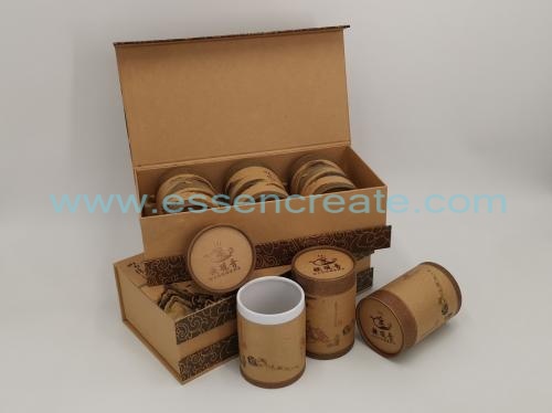 caja de regalo de té kraft con latas de papel