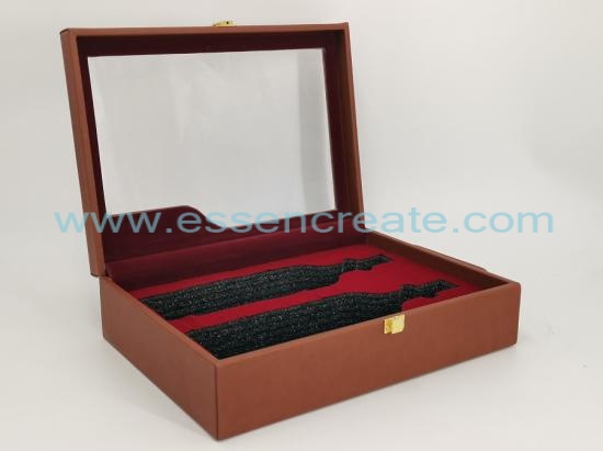 Two Wines Bottle Packing Leather Box