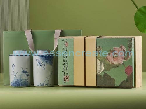 Tea Ceramic Jar Double Bottle Empty Jar Packaging